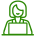Icon of the person at the computer symbolising the video interview, stage of the selection process